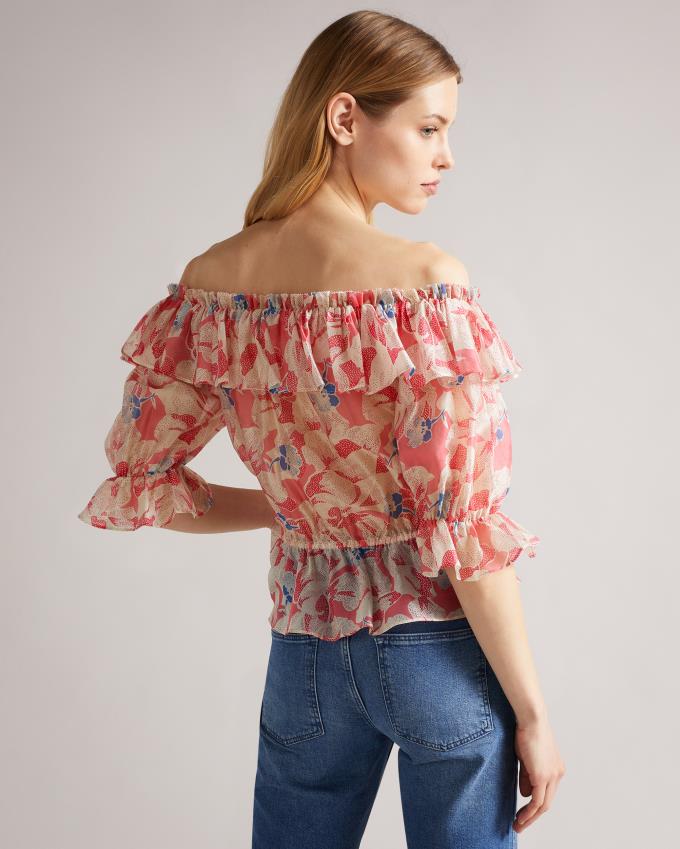 Hauts Ted Baker Off The Shoulder With Elasticated Waist Rose Femme | ZRN-24958506